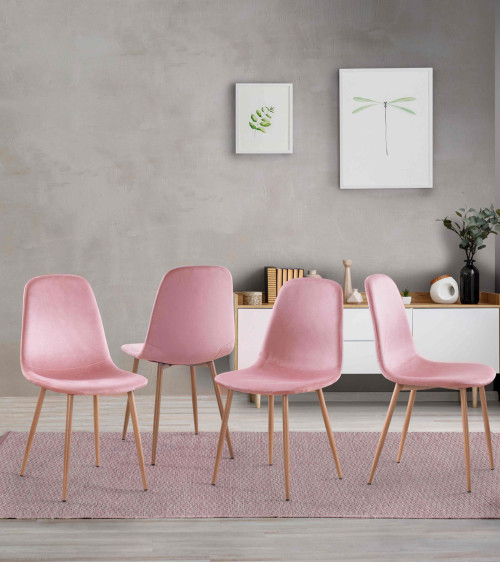 Sillas de comedor de terciopelo SWEDEN - Pack 4 Uds.