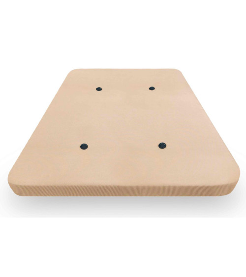 Base tapizada MALLA 3D traspirable y ultrarresistente en tejido beige para cama individual o de matrimonio.