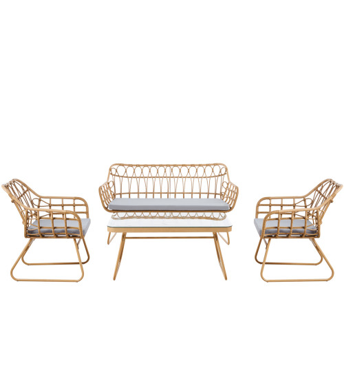 Conjunto de Jardín Bulan 4 Piezas de ratan