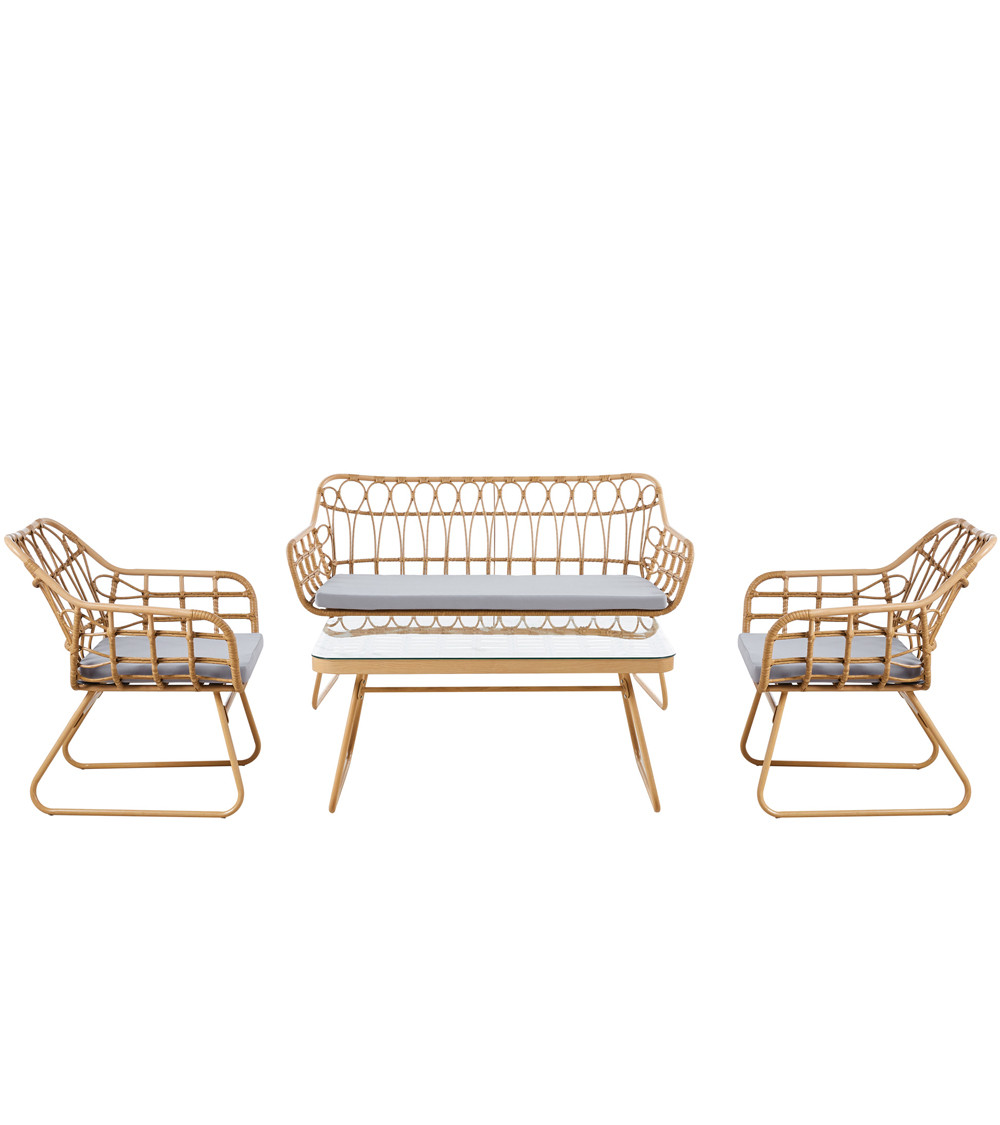 Conjunto de Jardín Bulan 4 Piezas de ratan