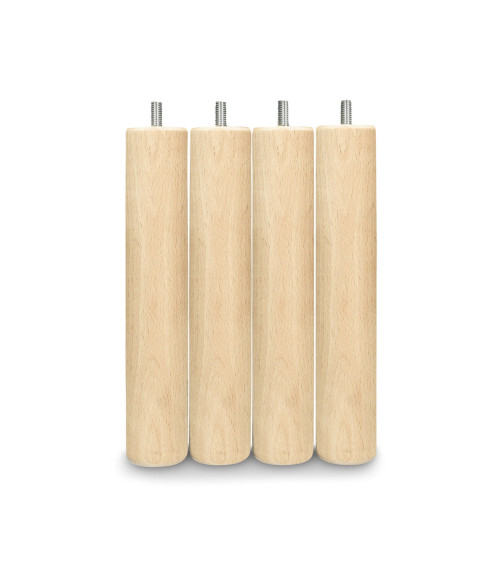 Pack 4 patas de somier forma cilíndrica en madera