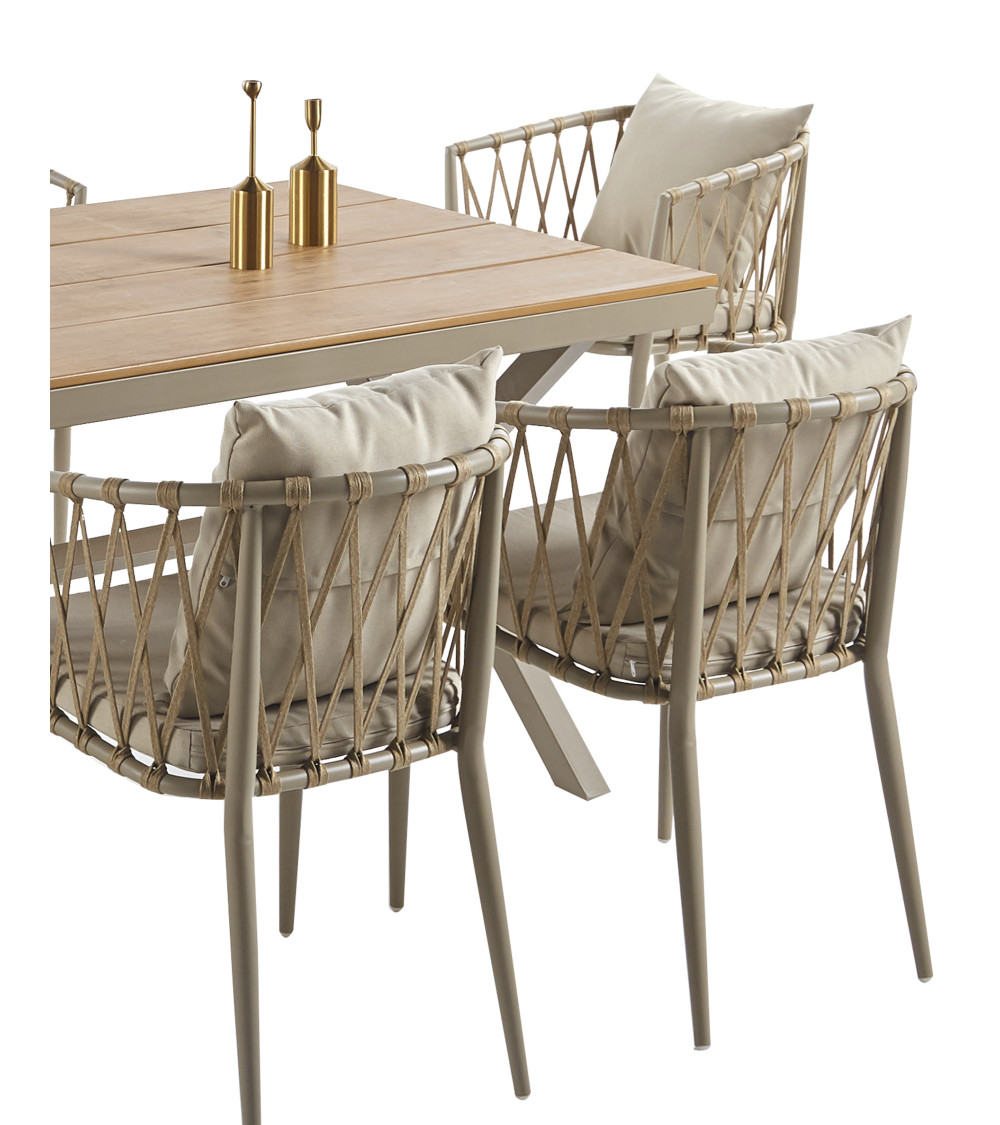 Pack de 4 Sillones Breza color arena