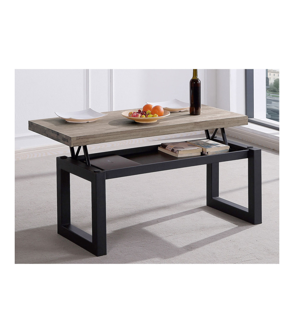 Mesa de centro elevable DAREK, madera industrial