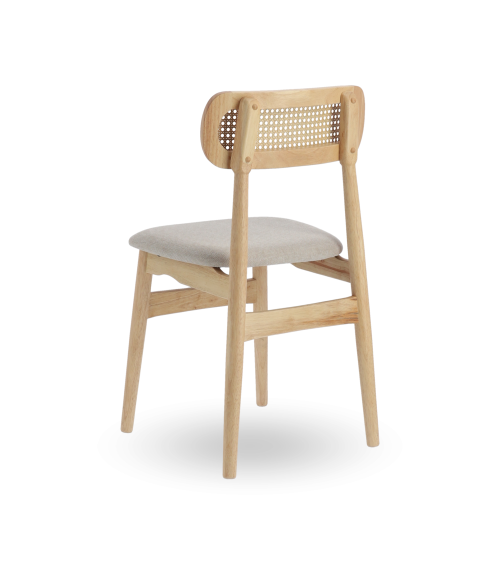 Pack de 2 Sillas de comedor Honey de Tela Beige y Madera Natural