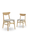 Elegante Pack de 2 Sillas de Comedor Dover - De tela y Madera Natural