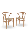 Pack de 2 Sillas Otti de Madera Natural con Asiento Trenzado - Estilo Nórdico
