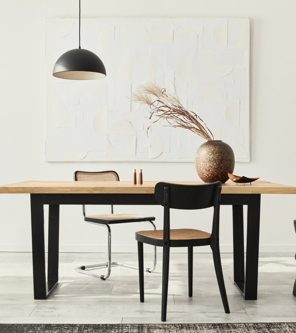 Mesa de comedor patas en U en Roble Macizo