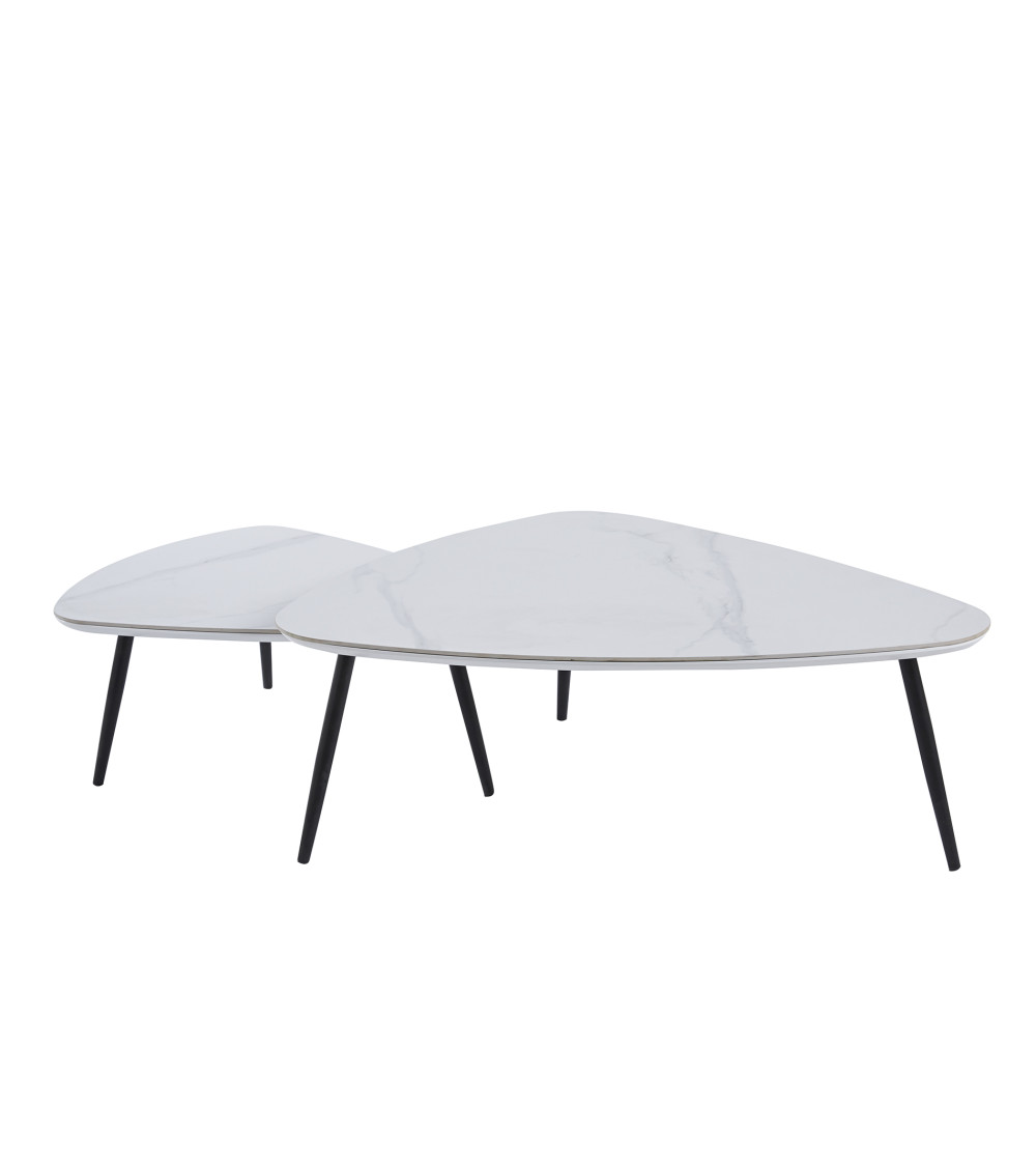 Mesa de centro Island – Juego de 2 mesas nido con acabado cerámico