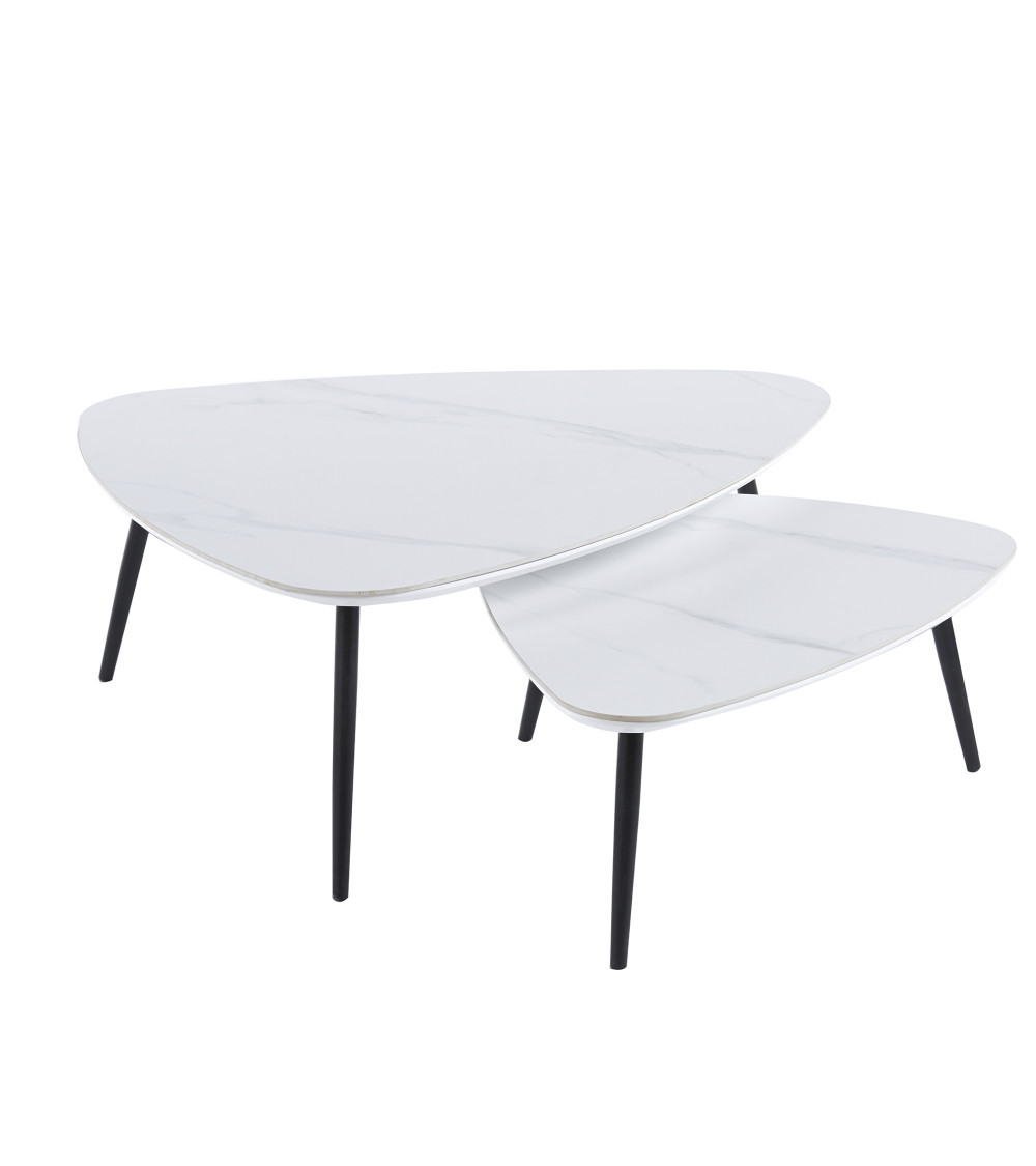 Mesa de centro Island – Juego de 2 mesas nido con acabado cerámico