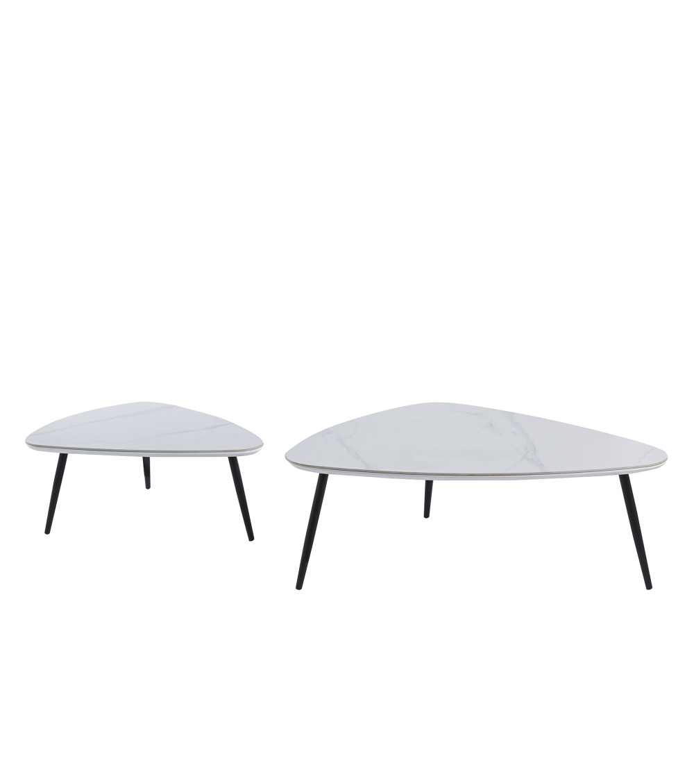Mesa de centro Island – Juego de 2 mesas nido con acabado cerámico