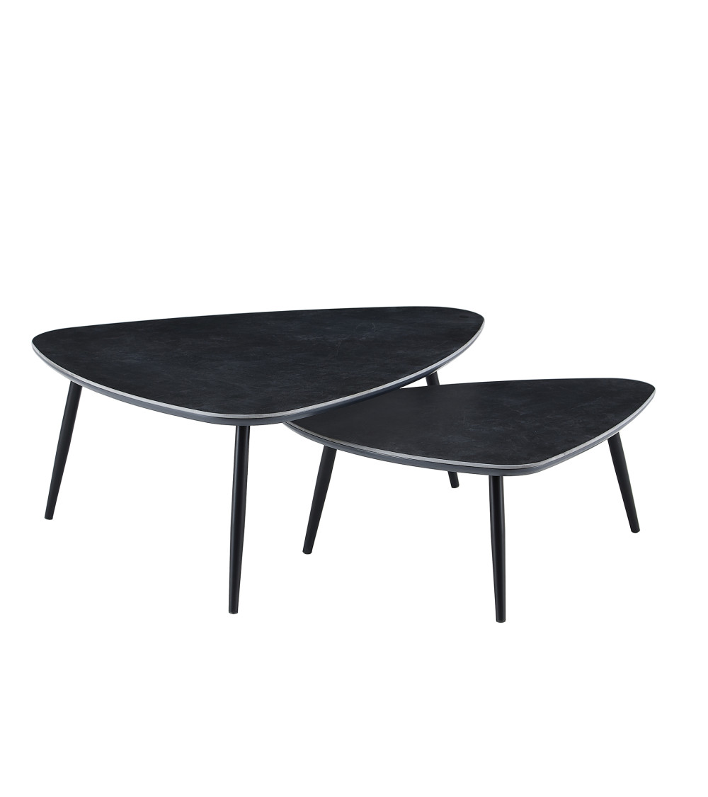 Mesa de centro Island – Juego de 2 mesas nido con acabado cerámico