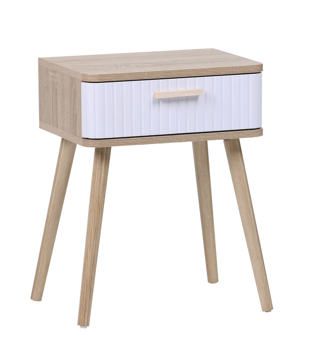 Mesita de noche Talía – Diseño nórdico con cajón decorativo