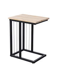 Mesa Auxiliar Aruba – Roble y metal negro, diseño compacto