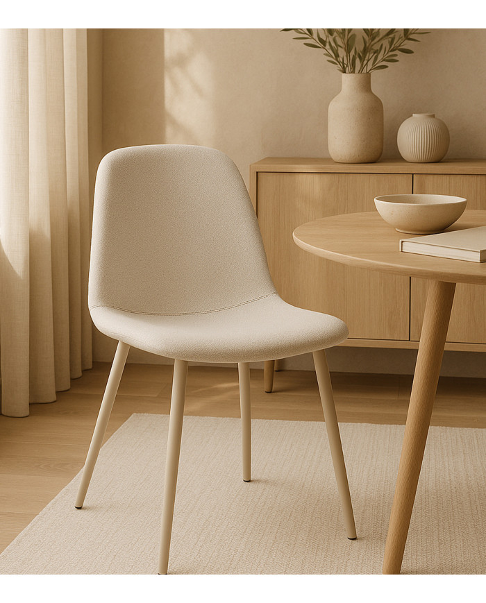 Pack 4 Sillas Bolo – Tapizadas antimanchas y patas crema