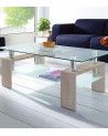 Mesa de centro Kendra - Mesa de centro de cristal y madera