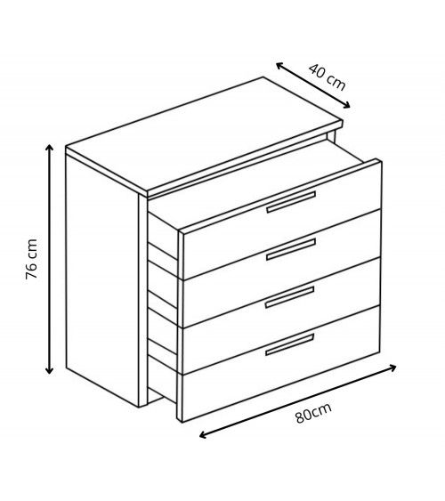 Cómoda de 4 cajones CUBE, funcional y atemporal