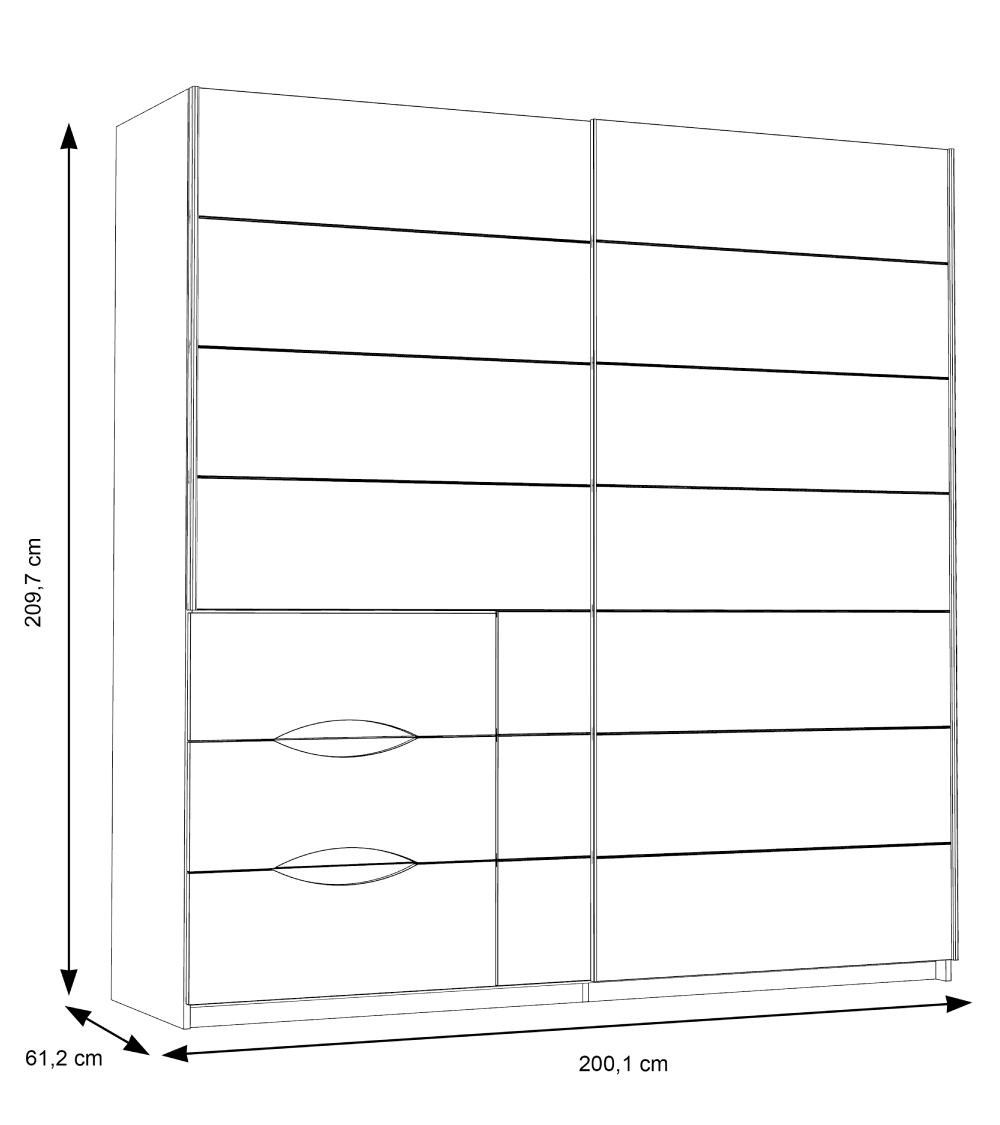 Armario 200 cm puertas correderas + cajonera SATURN