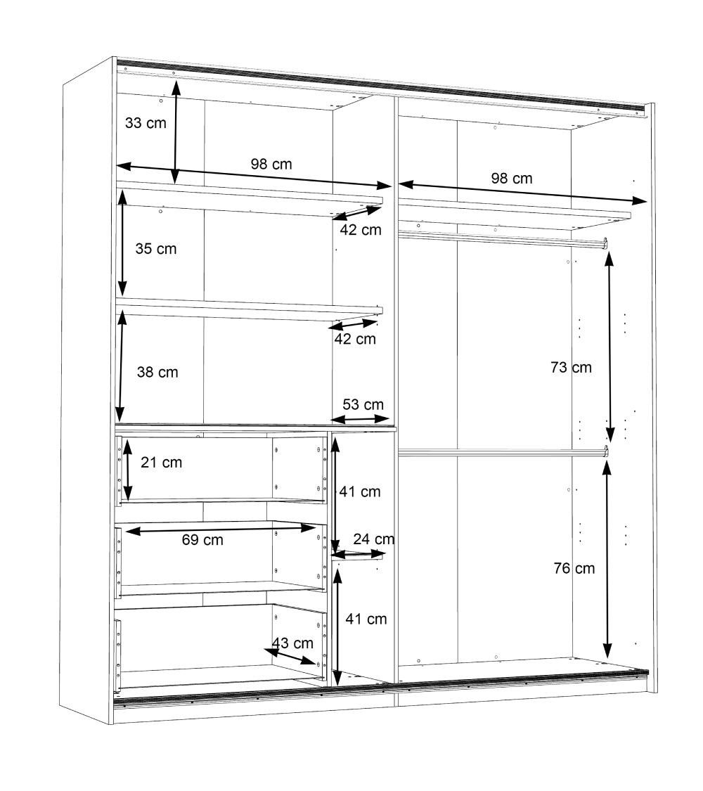 Armario 200 cm puertas correderas + cajonera SATURN