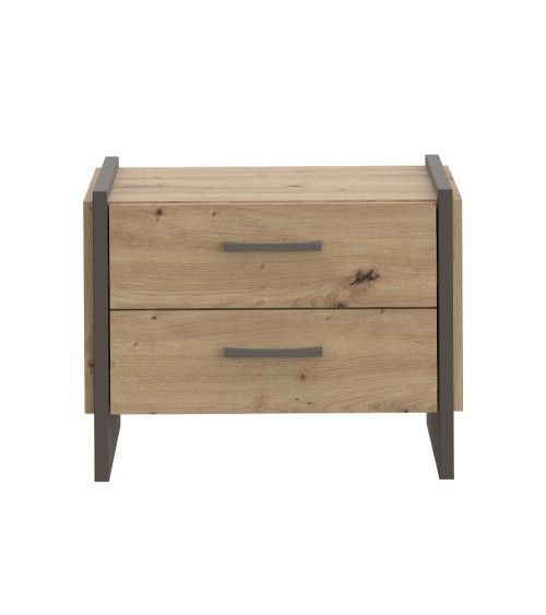 Mesita de noche 2 cajones estilo industrial FRANK
