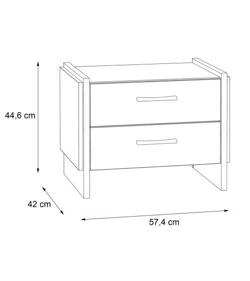 Mesita de noche 2 cajones estilo industrial FRANK