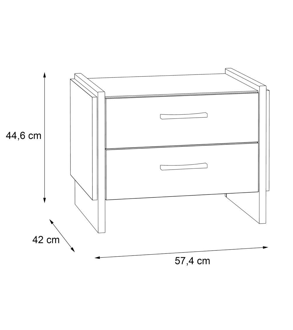Mesita de noche 2 cajones estilo industrial FRANK