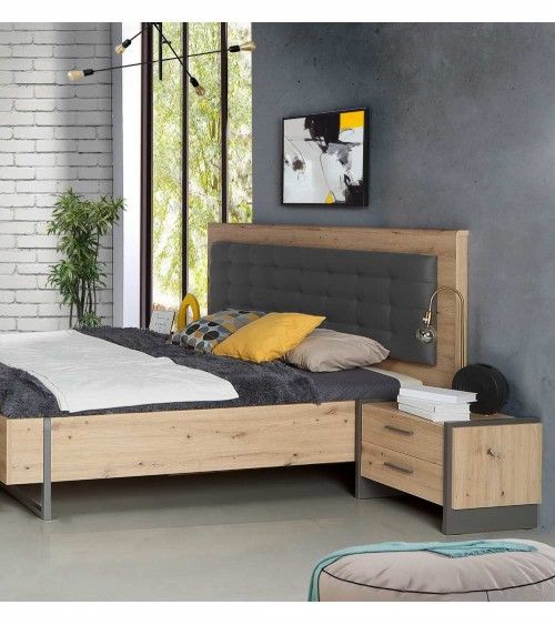 Mesita de noche 2 cajones estilo industrial FRANK