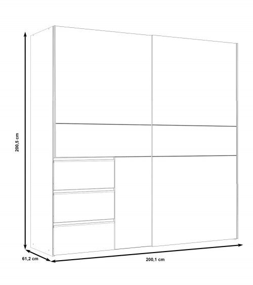 Armario ropero 200 cm puertas correderas + cajonera integrada WINTER2