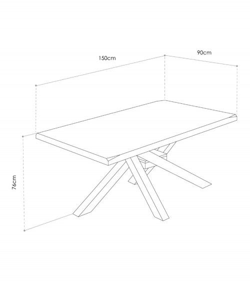 Mesa comedor industrial GAEL patas metal cruzadas