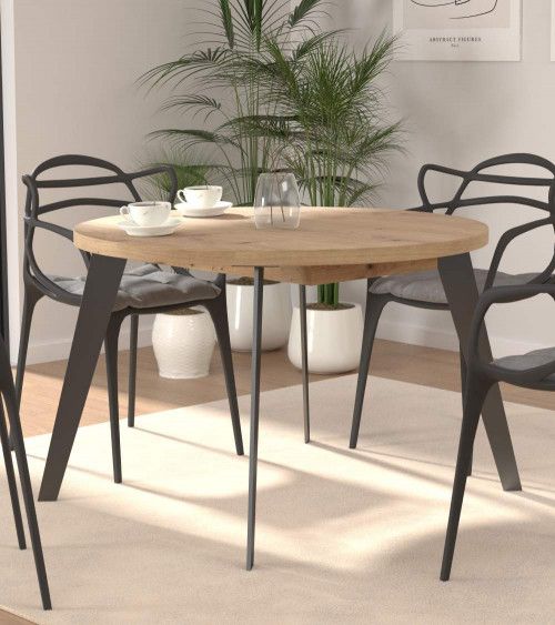 Mesa comedor redonda extensible industrial LOKI