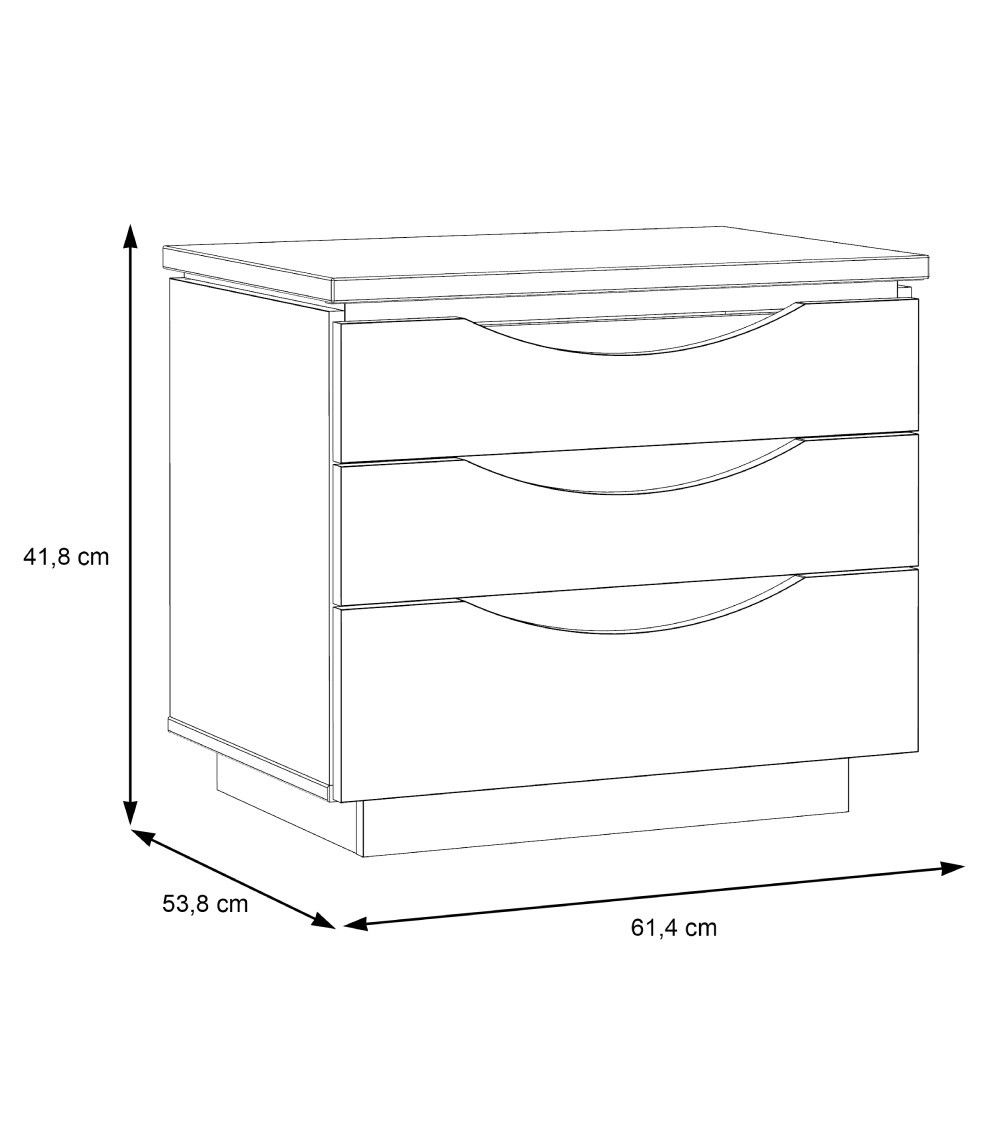 Mesita de noche 3 cajones con luces led SATURN
