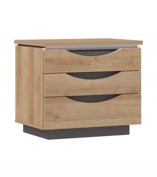 Mesita de noche 3 cajones con luces led SATURN