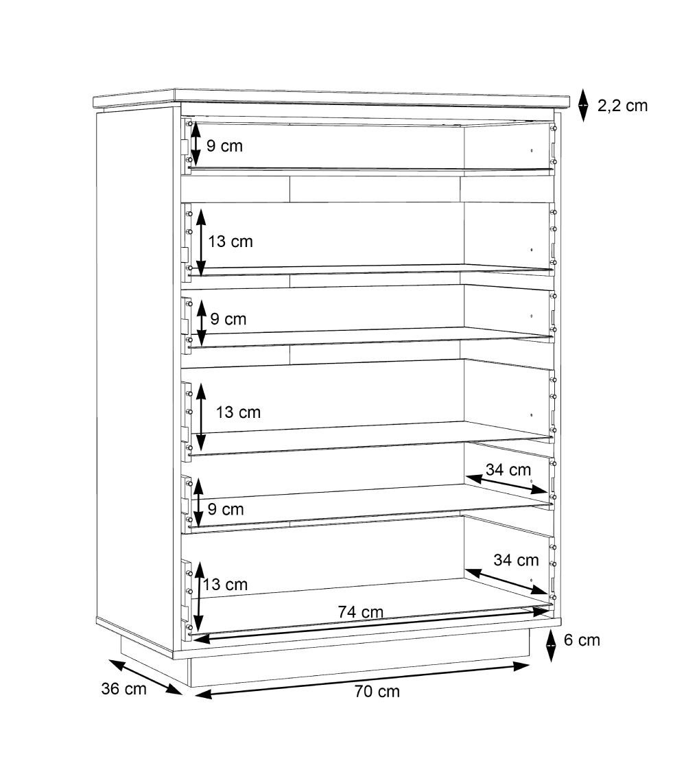 Sinfonier 6 cajones con luces led SATURN