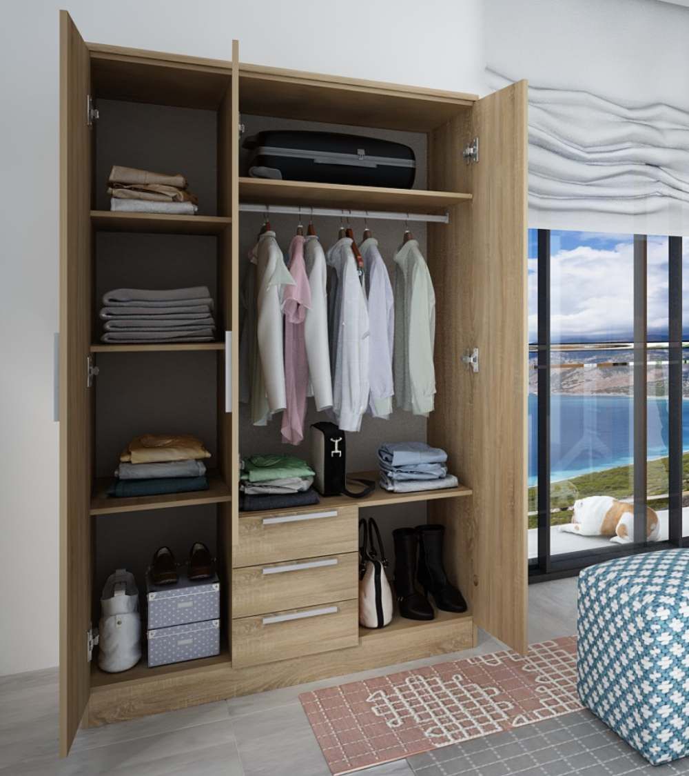 Armario ropero CUBE 3 puertas + 3 cajones