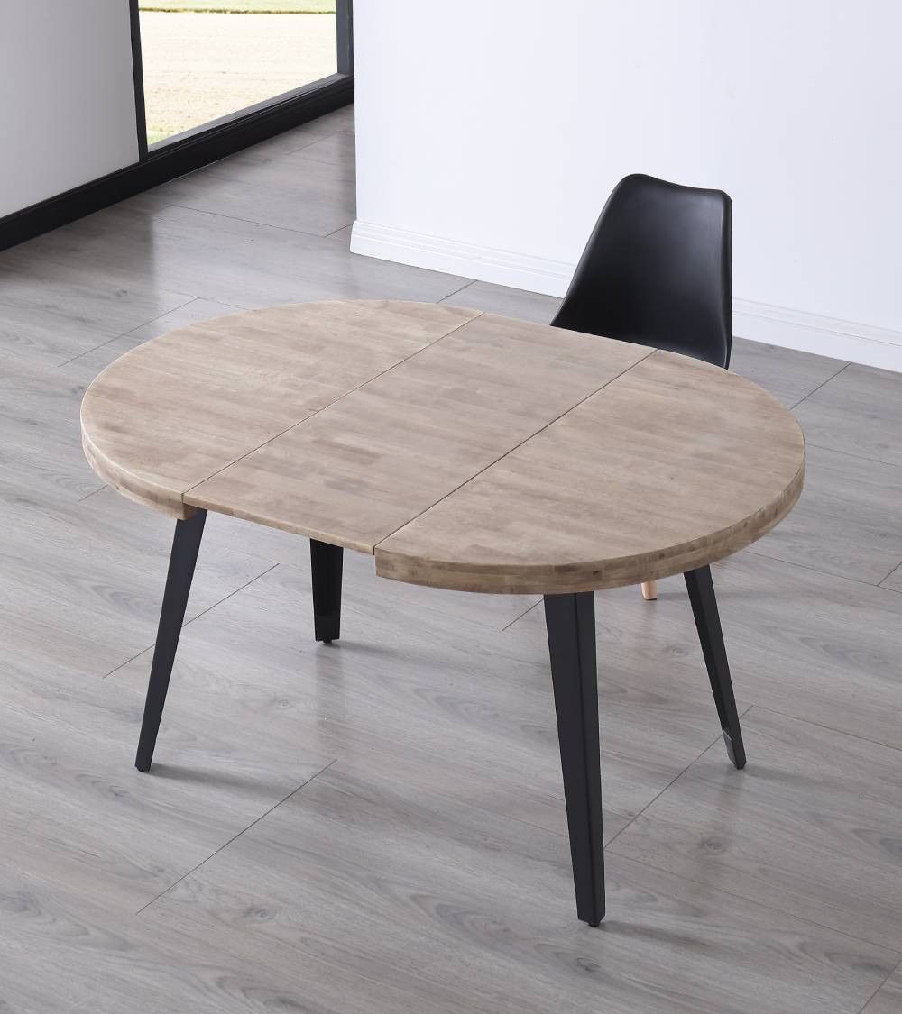 Mesa comedor redonda extensible industrial SKADI