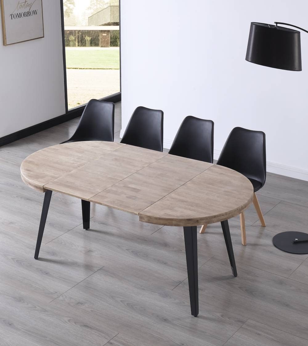 Mesa comedor redonda extensible industrial SKADI