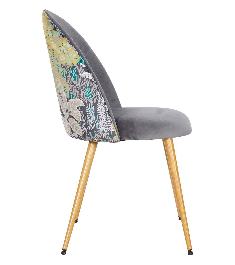 Pack 4 sillas comedor RITA, terciopelo y detalle floral
