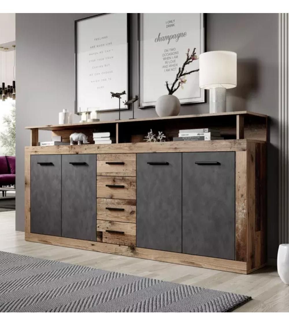 Mueble aparador LUANA 4 puertas 4 cajones