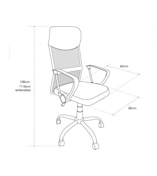 Silla de escritorio Jasper, ergonómica y tapizada