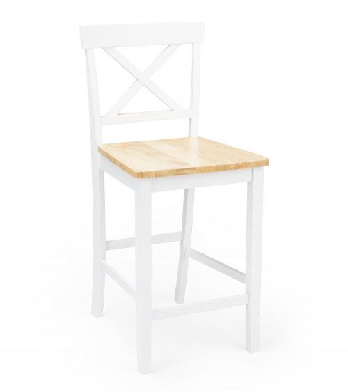 Taburete alto de cocina blanco JUSTIN – Pack 2