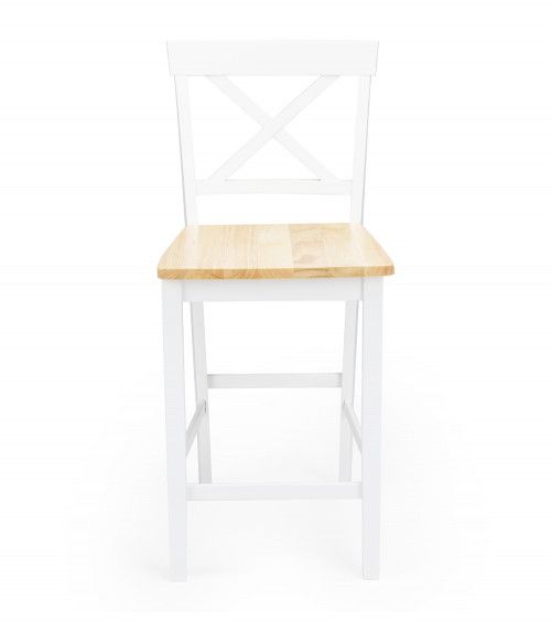 Taburete alto de cocina blanco JUSTIN – Pack 2