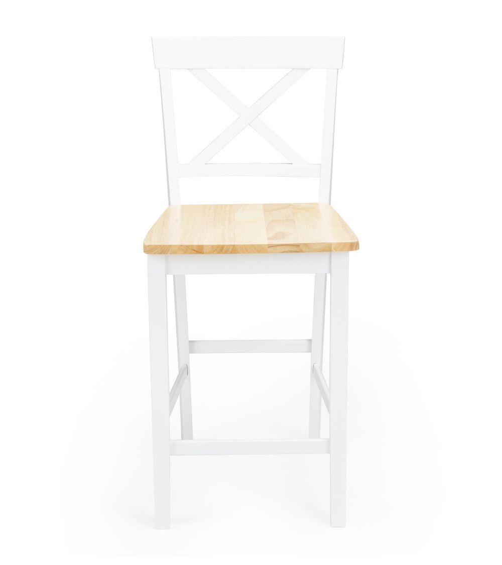 Taburete alto de cocina blanco JUSTIN – Pack 2