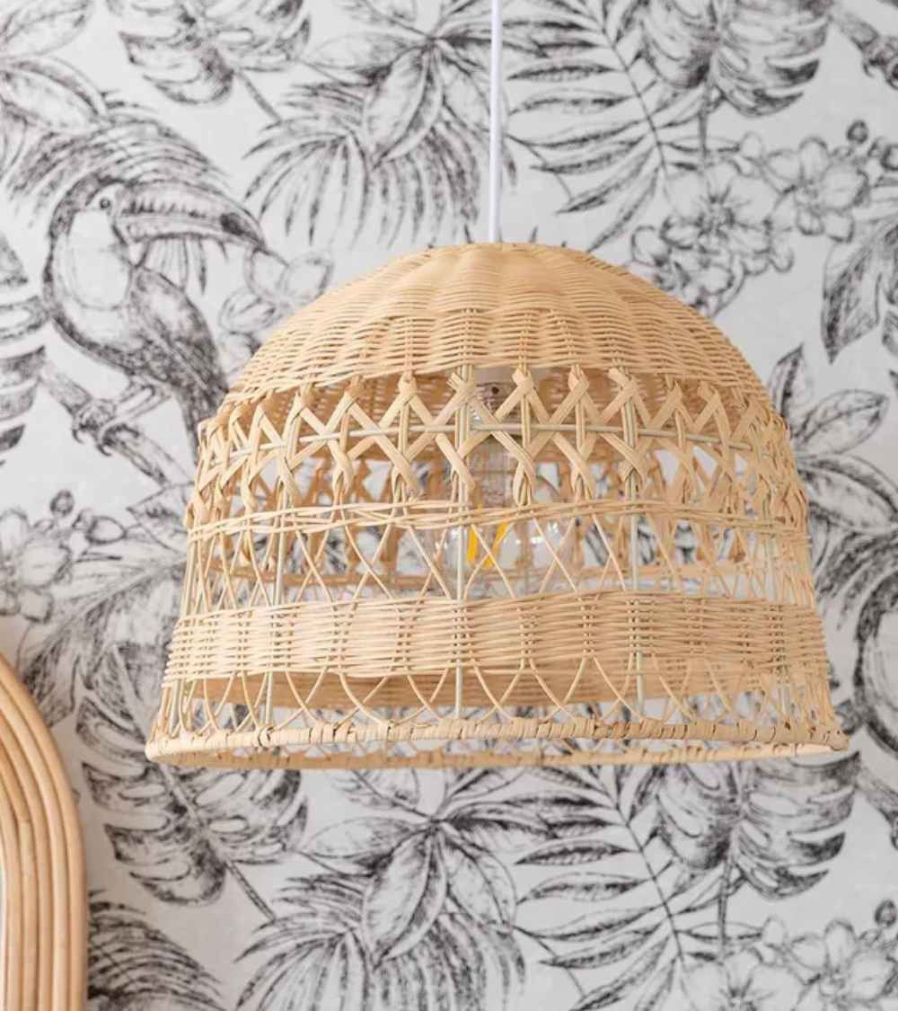 Lámpara de techo BIANCA, blanca de ratán