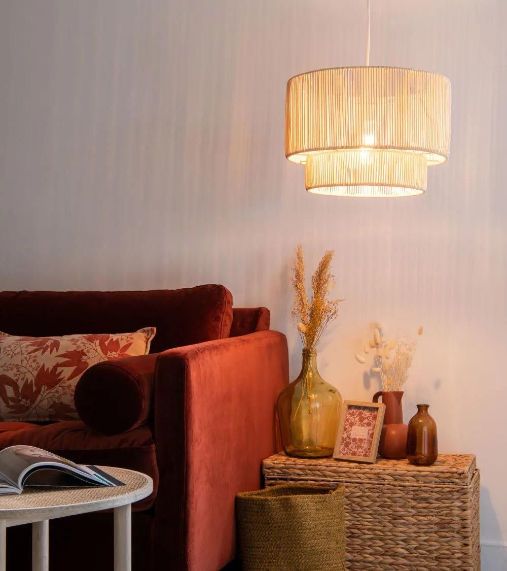 Lámpara de techo TEVA, diseño ratán