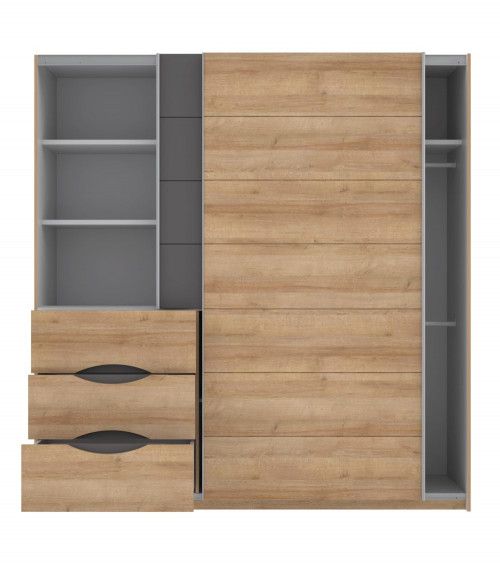 Armario 200 cm puertas correderas + cajonera SATURN