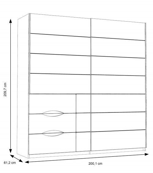 Armario 200 cm puertas correderas + cajonera SATURN