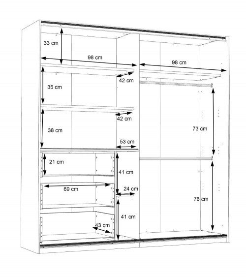 Armario 200 cm puertas correderas + cajonera SATURN