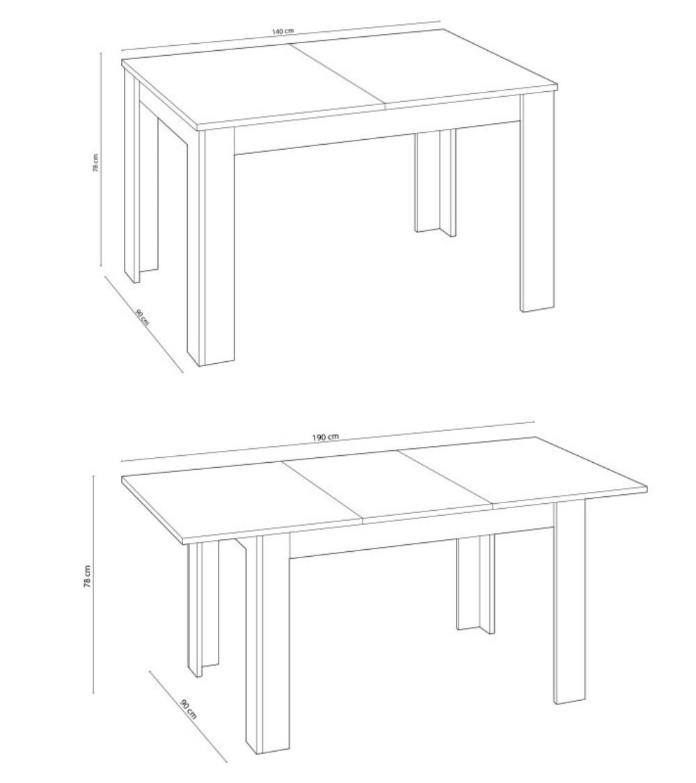 Mesa comedor extensible 140x90 cm KATIA