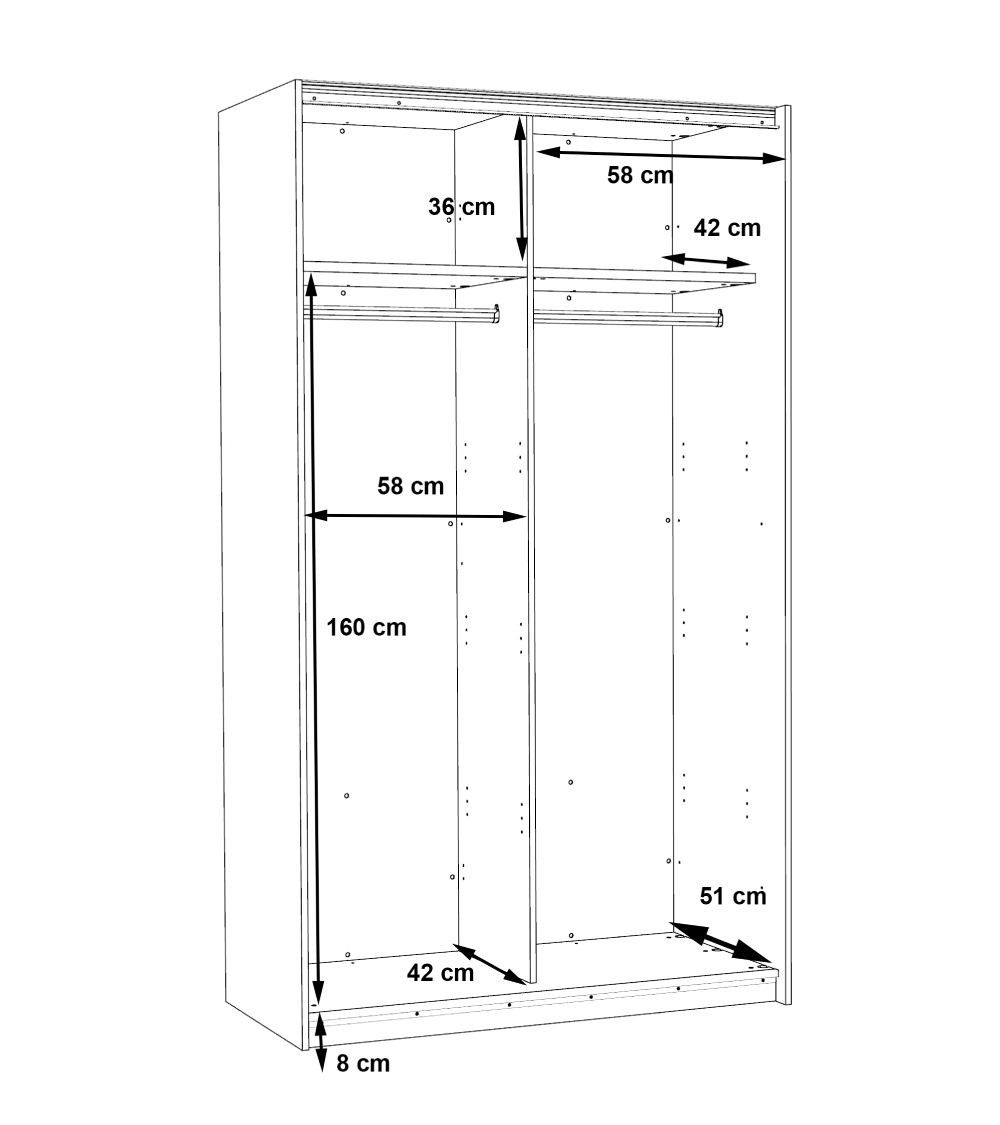 Armario puertas correderas Winter (120 cm ancho) | Cambia Tus Muebles