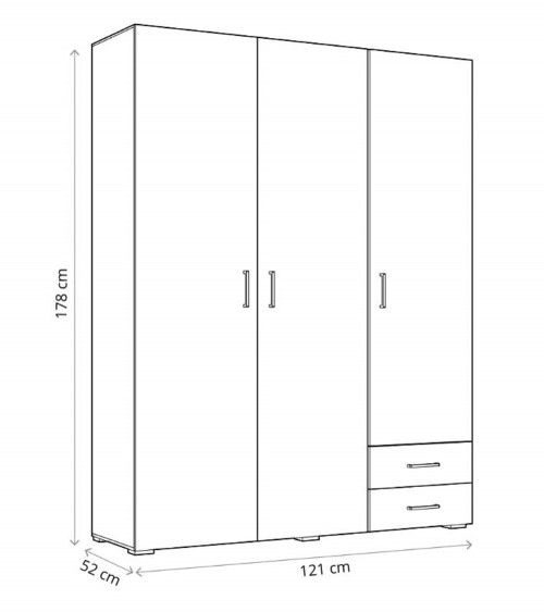 Armario 3 puertas + 2 cajones KALEB