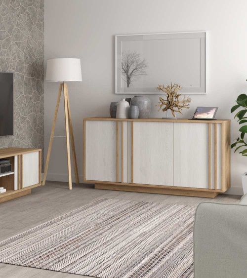 Mueble aparador SIGRID blanco y roble